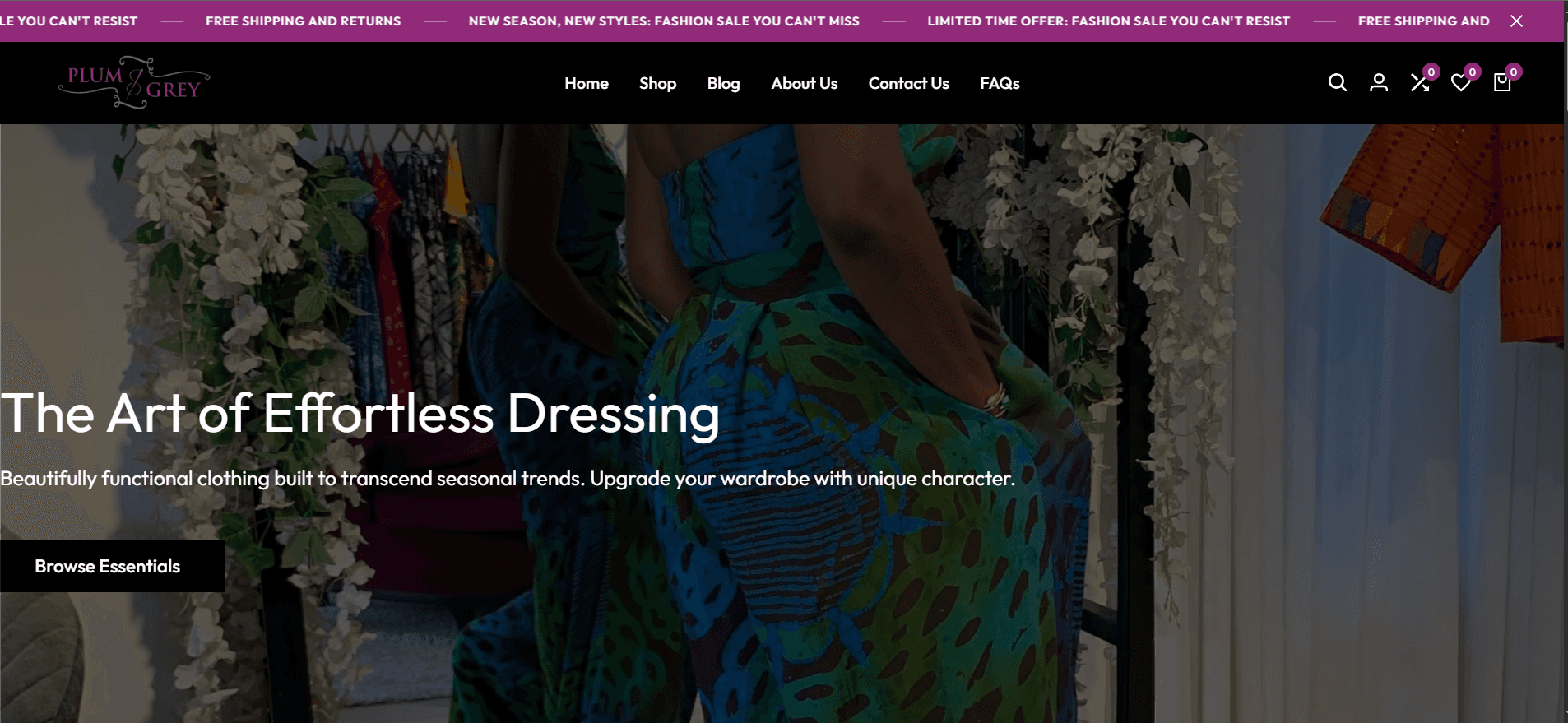 Plum & Grey fashion website preview
