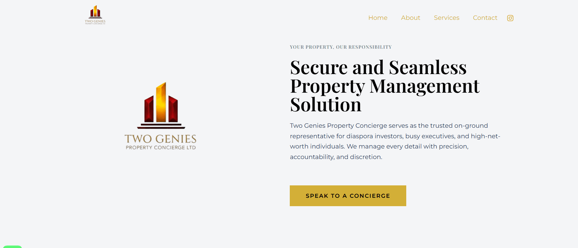 Two Genies property concierge website preview